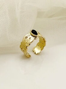 Mazuer 1 peça anel retrô vintage preto dourado moderno com design minimalista em formato de X e zircônia em formato de coração, adequado para formatura, dia das mães, presente de formatura, feriados, festas, uso diário, férias