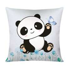 Kit With 4 Decorative Pillow Covers + 1 Knot Pillow - Blue Panda - 藍色 - 查看 5