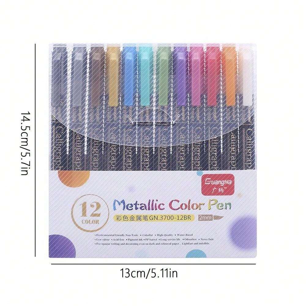 12pcs Acrylic Paint Pens Hard And Soft Tip Markers, Vibrant Colors