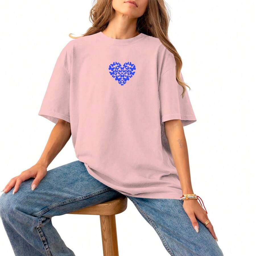 Women's Cotton Casual Blouse With Small Logo Print Comfortable Stylish - Màu Hồng baby - Xem 1