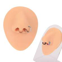 ADYJELY 1 pieza Arete de aro triple con bisagra para el septo nasal, estilo punk, de titanio G23 hipoalergénico, chapado en oro de 18K, para cartílago, aro, trago, concha, daith, hélix, perforación de lóbulo de la oreja, anillo de labio, anillo de ombligo, anillo de pezón, joyería corporal para mujeres y hombres