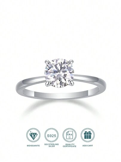 1pc 1/2 Carat Classic 4-Prong Round Moissanite Stud Earrings, 925 Sterling Silver Hypoallergenic Earrings For Men And Women, Simple Design For Daily Wear, Engagement, Wedding, Evening Attire, Christmas, Thanksgiving Gift, Comes With Gift Box