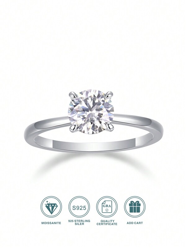 1pc 1/2 Carat Classic 4-Prong Round Moissanite Stud Earrings, 925 Sterling Silver Hypoallergenic Earrings For Men And Women, Simple Design For Daily Wear, Engagement, Wedding, Evening Attire, Christmas, Thanksgiving Gift, Comes With Gift Box