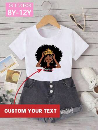 Camisetas personalizadas para niños, con nombre personalizado, camiseta "Sistas Black Queen", camiseta de cumpleaños, parte superior para niños - regalo de cumpleaños, regalo para mejor amiga, parte superior blanca