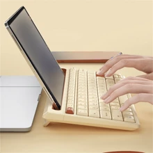 BOW Ergonomic Bluetooth Wireless Keyboard For Windows/IOS/Android, 79 Keys Multi-Device Keyboard With Phone Holder Slot-Milk Tea (Unable To Connect Via USB) - Cream Color - View 5