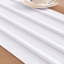 1pc 28x118/157 Inch White Sheer Chiffon Wedding Table Runner, Romantic Rustic Table Runner, White Chiffon Long Table Scarf, Transparent Tulle Table Runner, Elegant Rustic Dining Table Decor, Suitable For Country Style Wedding Reception, Birthday Party, Christmas, Bridal Shower (Multiple Colors Available, Comes With Ribbon) - Solid Color - View 6