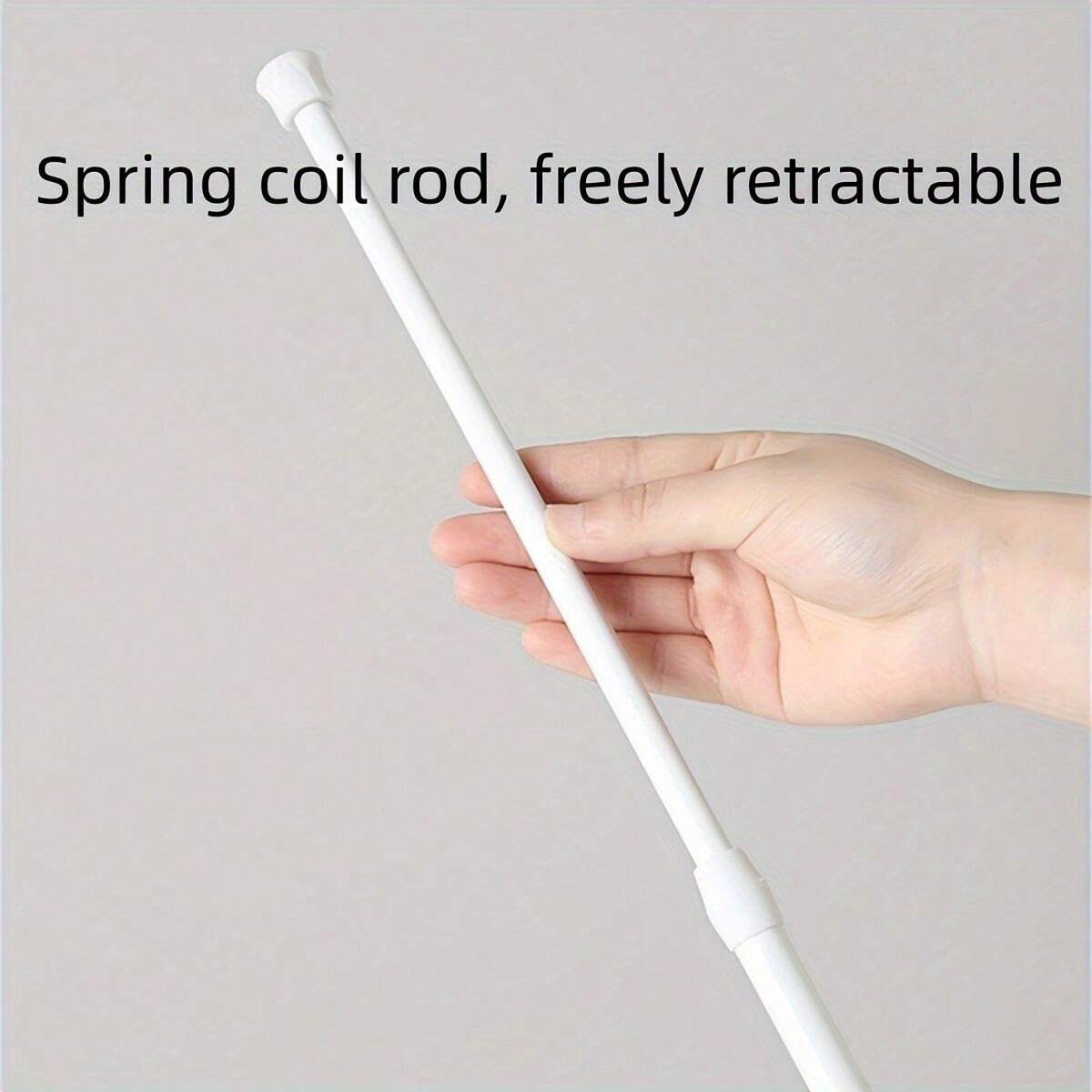 1pc Spring Loaded Curtain Rod, No Drilling Required, BuiltIn Spring