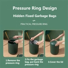 1 pezzo Elegante cestino della spazzatura per il bagno verde, 3L/9.5L/10L Cestino con coperchio diffusore anti-odore, Grazioso cestino per rifiuti per camera da letto, soggiorno, ufficio, monolocale, contenitore rifiuti per decorazione casa, regalo di Natale - Verde Scuro - Visualizzare 8