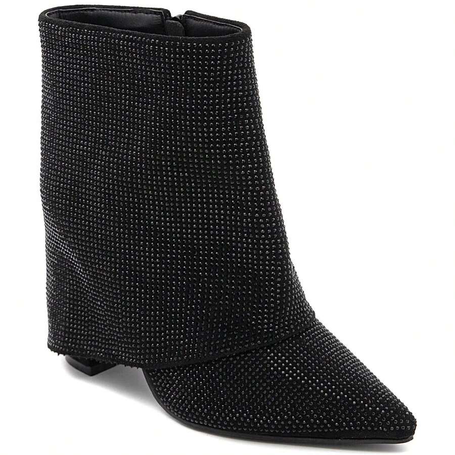 Botte De Cheville, Confectionnée En Strass - Black - View 1