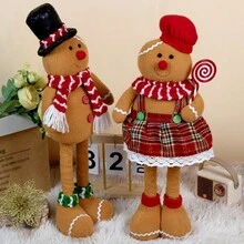 1 件可扩展圣诞姜饼人玩偶装饰，大尺寸糖果手杖拿着饼干小雕像，腿可以伸展和收缩，适用于橱窗展示、酒店装饰、家居装饰、圣诞装饰 - 彩色 - 查看 7