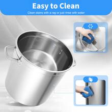 Large Stock Pot Stainless Steel Restaurant Kitchen Soup Big Cooking With Lid 35L - Silver - View 1