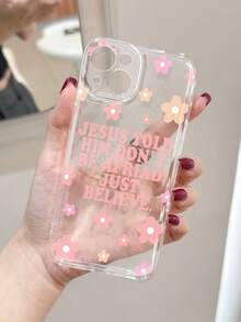 1 个彩色花卉口号耶稣图案透明手机壳，防滑软壳适用于 iPhone 11/12/13/14/15/16 Pro Max - 彩色 - 查看 2