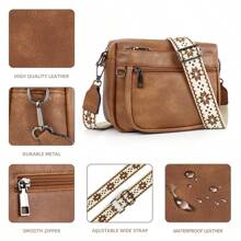 女士复古斜跨单肩包、时尚斜挎钱包、单肩手提包，可装手机和相机 - 棕色 - 查看 5