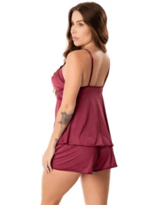 Pink Baby Doll Red Nightgown Set And Nursing Bra For Women Postpartum Pregnant Women To Breastfeed Pregnant Fashion Maternity - Black - View 3