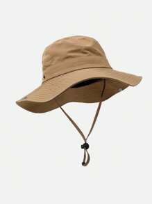 Mũ tai bèo unisex cho trẻ em, chất liệu nhanh khô, chống nắng cho các hoạt động thể thao ngoài trời, mùa xuân/hè, vành mũ cuộn có nút cài. - Màu Khaki - Xem 5