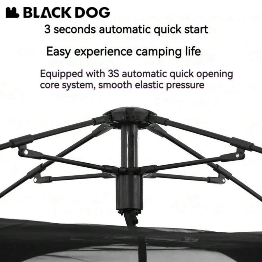 BLACKDOG Automatic Tent Black Coating Two Doors Four Windows Camping