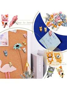 Finego 5/10/20/30/50 Pcs Cat Push Pins Animal Creative Thumbtacks Corkboard Pushpins For Photo Wall Home School Office Stationery Drawing Pins, Christmas Decoration - Multicolor - View 5