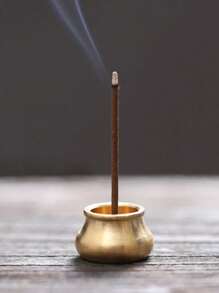 1 pièce Support à encens en laiton massif doré en forme de goutte d'eau grande/moyenne, vase à fleurs en cuivre pur de petite taille, brûle-encens rond perforé en forme de gourde, accessoires - Doré - Voir 12