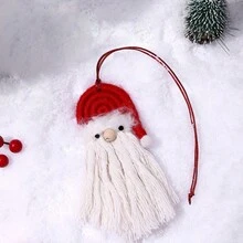 1 mặt dây chuyền trang trí ông già Noel thủ công bằng móc len, quà tặng nhỏ tự làm, tượng nhỏ bằng vải nhung, móc khóa túi ông già Noel, đồ trang trí ngày lễ, thủ công mỹ nghệ - đỏ trắng - Xem 11