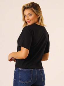 Kit 5 Basic Women's Blouses T-Shirts Oversized Loose Stylish Short Sleeve Alba Cotton - Đen/Trắng/Be/Nâu/Đỏ tía - Xem 6