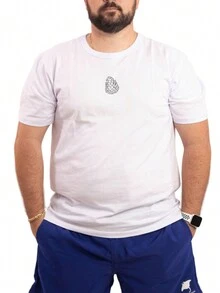 Men's Plus Size Set Journey T-Shirt 100% Cotton And Elastane Shorts Casual Gym - 白色/海軍藍 - 查看 3