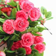 10pcs 7.5 FT Artificial Flower Garlands, Rose Vines Faux Silk Floral And Leaves, Hanging Rose Garland For Room Decor Wall Backdrop Wedding Arch Party Background - 玫瑰紅 - 查看 6