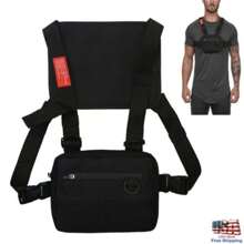 Tactical Inspired Sports Utility Chest Pack. Chest Bag For Men With Built-In Phone Holder. This EDC Rig Pouch Vest Is Perfect For Workouts, Cycling & Hiking - Black - View 1