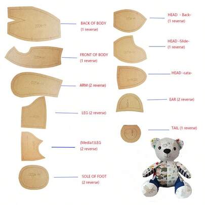 Patrons de poupée DIY, patrons d'ourson mémoire, patrons de couture, convenant pour la réalisation de cadeaux d'anniversaire, de Noël et de vêtements souvenirs pour les êtres chers décédés