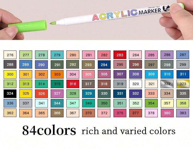 84 Color Acrylic Paint Marker, Fine Tip Soft Head Permanent Acrylic