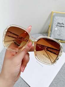 Cute 1pc New Fashion Large Frame Uv Protection Round Face Glasses Shades Beach Accessories - Multicolor - View 6