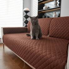 1 pieza Funda de sofá a cuadros de unicolor, protector anti-salpicaduras y anti-deslizamiento para mascotas, funda de sofá, protector de muebles, para dormitorio, oficina, sala de estar, decoración del hogar (se vende individualmente, los reposabrazos y el respaldo se deben comprar por separado)