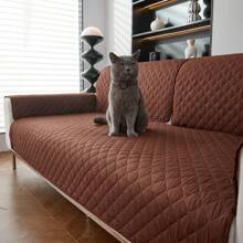 1 pieza Funda de sofá a cuadros de unicolor, protector anti-salpicaduras y anti-deslizamiento para mascotas, funda de sofá, protector de muebles, para dormitorio, oficina, sala de estar, decoración del hogar (se vende individualmente, los reposabrazos y el respaldo se deben comprar por separado)