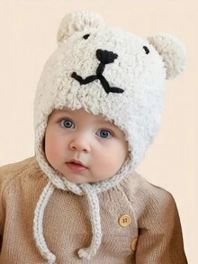 1pc Crianças Tricô Desenho Animado Urso Earflap Gorro Cap, Chapéu Quente Para Bebês E Crianças, Outono/Inverno - 1PC - Ver 5