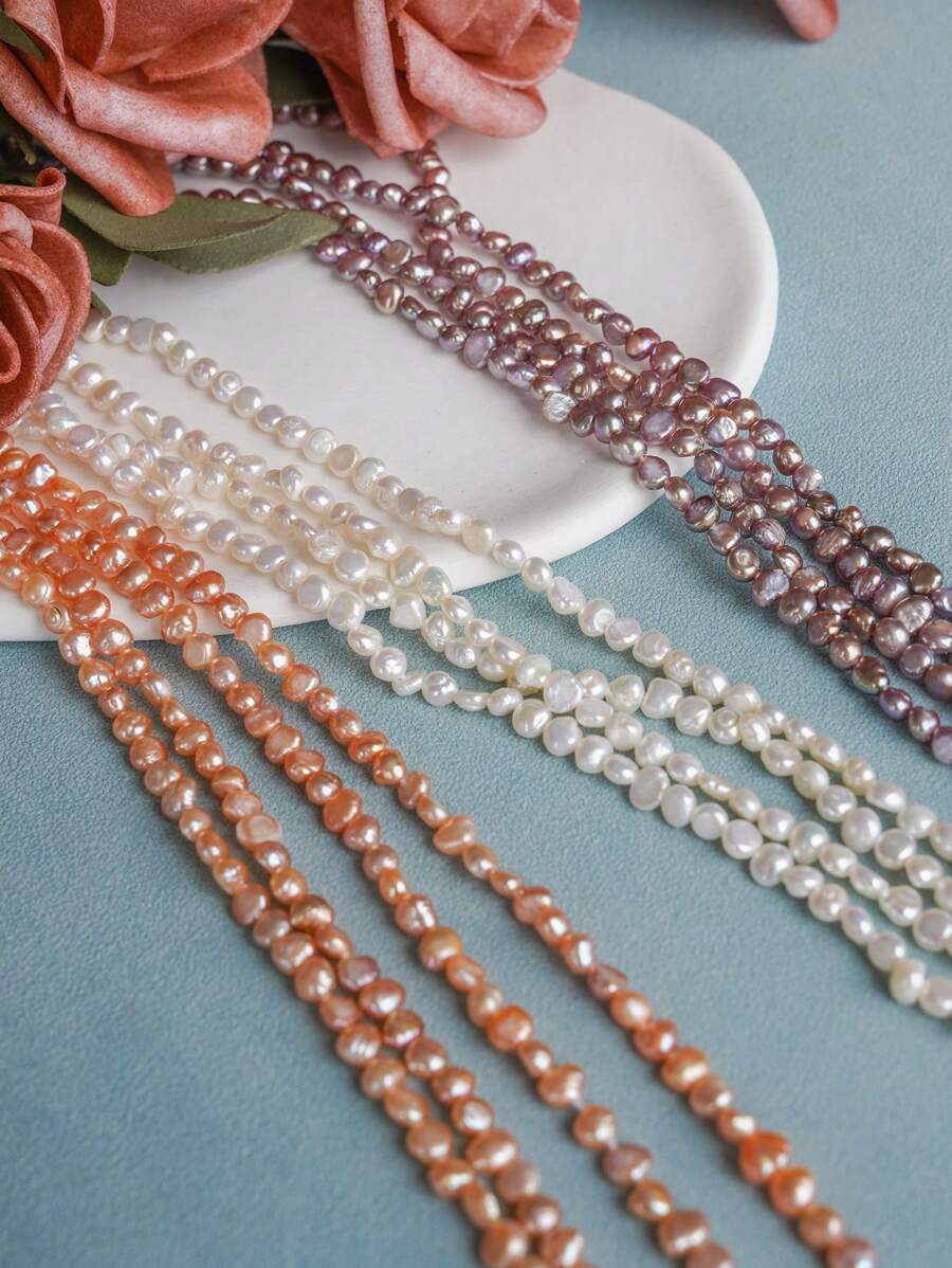 1 cuerda de aproximadamente 50 perlas de agua dulce cultivadas barrocas irregulares de 4-5 mm, de 20 cm/7,87 pulgadas de largo, con los lados perforados de manera natural, para hacer collares, pulseras y joyería DIY