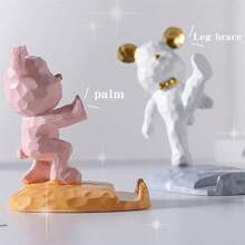 1PC Cute Bear Phone Stand For Desktop Decoration Kawaii Phone Stand Universal Desktop Phone Stand, Best Friends Couple Gifts For All Mobile Smartphone Tablets.Suitable For Desk, Bedside, Living Room, Study, Bedroom, Gift.(4 Style Available)