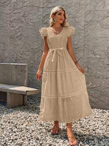 Long Cropped Dress Leise Maga Princess With Lining - Albaricoque - Ver 3