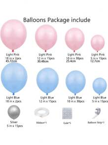 Bộ 139 bóng bay tiết lộ giới tính kèm bóng bay màu hồng và xanh lam, bóng bay màu bạc cho bé trai hoặc bé gái, đồ trang trí tiết lộ giới tính, tiệc sinh nhật, tiệc mừng em bé chào đời, kỷ niệm ngày cưới (không có hộp), đồ trang trí tiệc mừng em bé chào đời, quà tặng cho gia đình - Nhiều màu - Xem 2