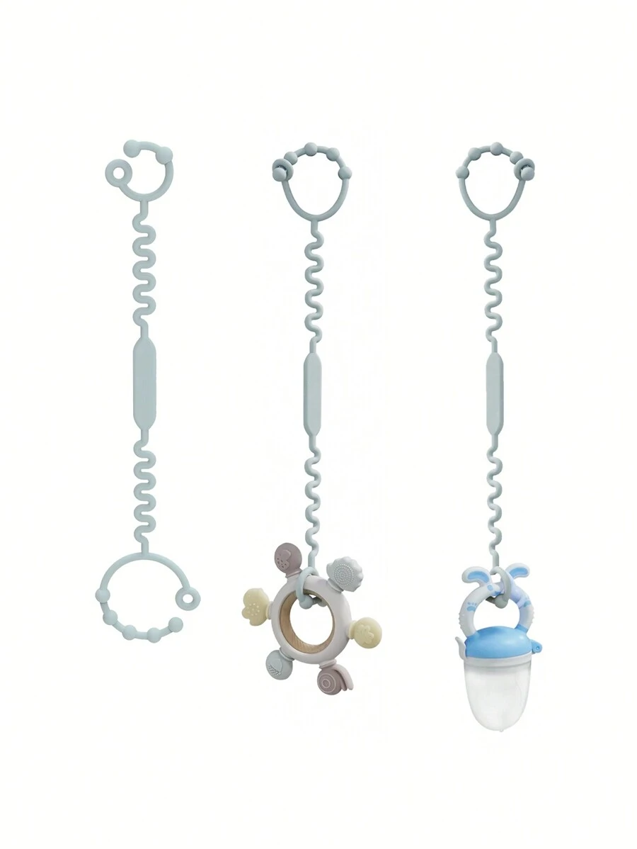 1 件婴儿奶瓶防丢失带，婴儿车挂夹，用于奶瓶、杯子和奶嘴 - 灰色 - 查看 1