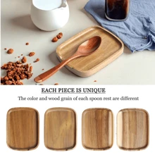 Reposacoldheres de acacia para la encimera de la cocina, soporte para cucharas para la estufa, soporte para espátulas de cocina para la encimera, reposacoldheres de café, con pies de silicona antideslizante, reposacoldheres de estilo rústico