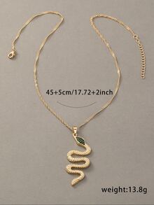 Nooxian 1pc Cubic Zirconia Inlay Snake Shaped Pendant Necklace, Medusa Style Necklace Jewelry