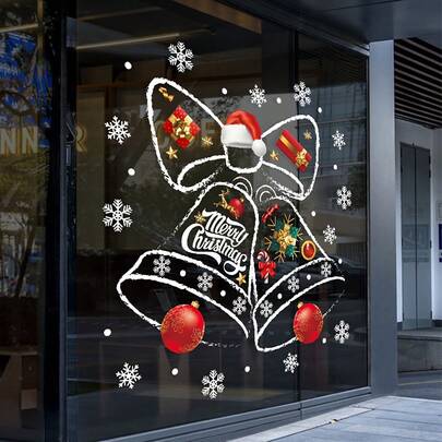 1pc Christmas Snowflake Window Clings,Glass Stickers,Christmas Decals Party Festival Snowflake Stickers Bell Stickers,Christmas