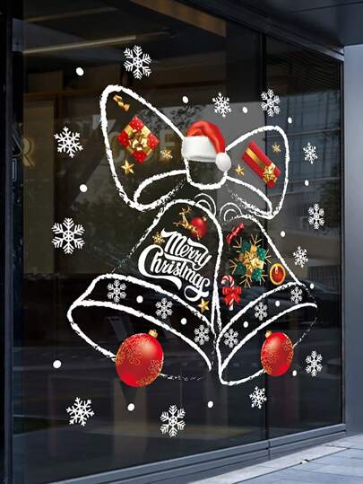 1pc Christmas Snowflake Window Clings,Glass Stickers,Christmas Decals Party Festival Snowflake Stickers Bell Stickers,Christmas