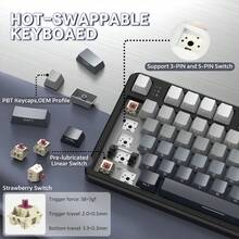 FREEWOLF X ATTACK SHARK X87 2.4G/Type-C/BT 三模式机械键盘，垫片式热插拔定制键盘，RGB 背光游戏键盘，配备 4000mAh 电池 - 彩色 - 查看 2