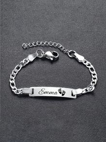 1 Customizable Stainless Steel Footprint ID Bracelet - Exquisite Punk Style Chain With Engraved Nameplate And Personalized Information - A Unique Gift For Loved Ones,Gold,Stylish,Colorful,Vintage,Unisex,Hipster,Simple,Casual,Custom,Personalized,Unique,Ideal Gifts For Him,Ideal Gifts For Her,Her,Boyfriend,Girlfriend,Dad,Mom,Family,Friends,For Anniversaries,For Birthdays,For Graduation,For Prom,For Party,Jewelry Women,Elegant Outfit