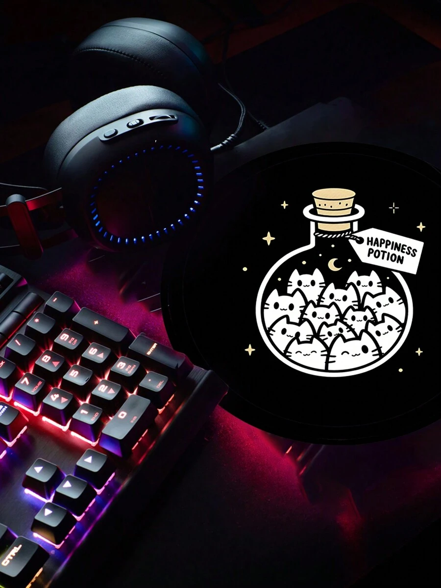 Ergonomic Round Gaming Mouse Pad 20x20cm For Desktop Stitched Edge Girls Kitten Prints - Bàn di chuột tròn 715 - Xem 1