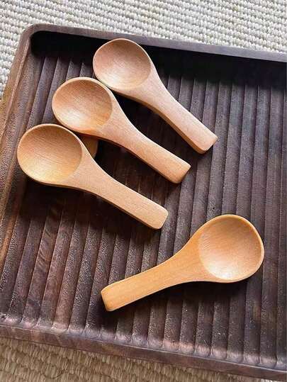 6pcs Vintage Wooden Salt Scoop, Kitchen Seasoning Spoon, Mini Coffee Spoon, Children Small Spoon, Rice Spoon,Kitchen,Christmas