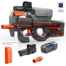 P90 NEW Color! Electric Gel Gun Blaster - Transparent Black, Fully Automatic Splash Ball Blaster - Suitable For Outdoor Activities And Shooting Team Games, Long Shooting Distance, Outdoor Game Toys Gifts, Matching Goggles (Excluding Water Bullets) - Multicolor - View 9