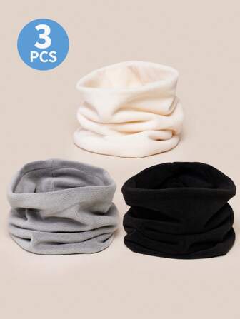 3 Styck Solid Neck Warmer & Toddler Nack Warmer, Kids plysch förtjockad halsduk, vinterskyddande ansikte som täcker mjuk skidhalsdamask för pojkar flickor kallt väder