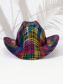 1 bucă pălărie de cowboy occidentală cu boruri cu volane, petrecere decorativă, spectacol, pălărie de festival