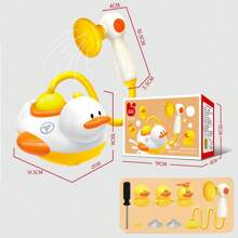 1入組寶寶洗澡噴水器,可愛的鴨子造形,附帶3隻噴水鴨子,帶吸盤支架的自動淋浴頭,不需要鑽孔,是孩子們的洗澡玩具 - 黃色 - 查看 9